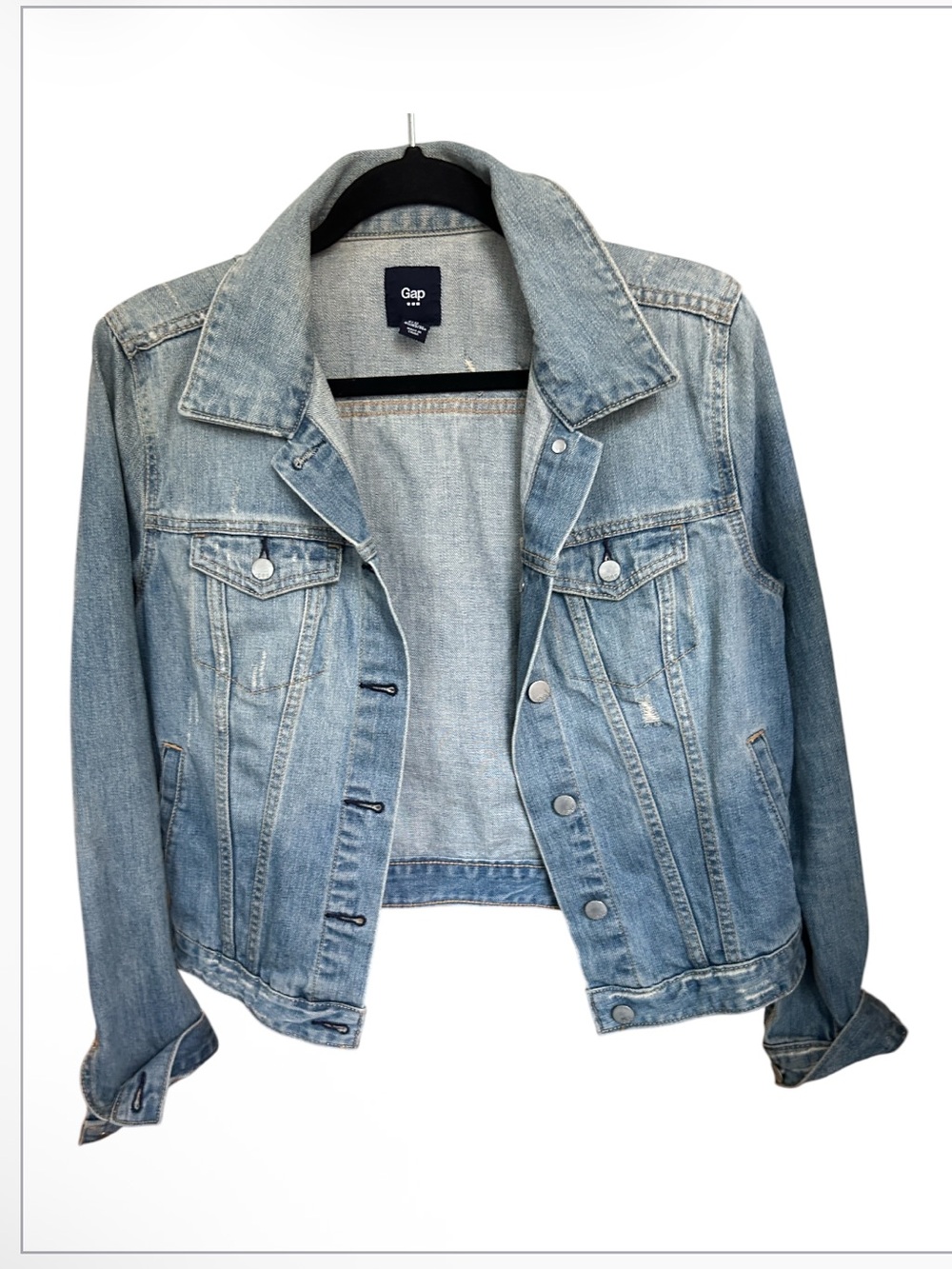 GAP Denim Jacket Light Wash Vintage Blue Lightly Distressed Size M